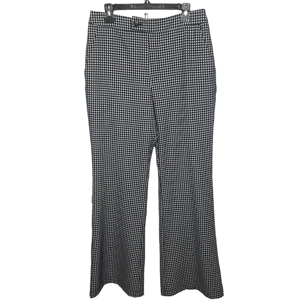 Avec Les Filles Knit Flare Pants Trouser Size 12 Black White Gingham Check